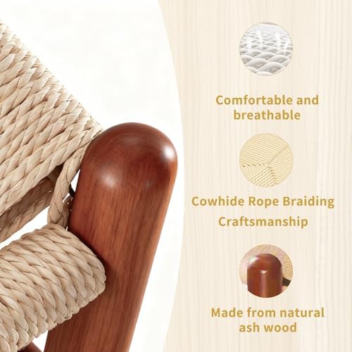 Y Wishbone Chair, Solid Ash Wood Dining Chair (Walnut) | Handwoven Paper Cord Seat, 300 LBS Capacity, Non-Slip Felt Pads, Curved Armrests, Ergonomic Y Back, Fully Assembled