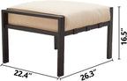 Festival Depot Patio Ottoman Outdoor Footstool with 4.3 Cushion Small Seat All Weather Metal Furniture for Deck Poolside Yard, Grey, PF20150