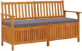 Outdoor Storage Bench with Cushion 58.3 inch Solid Acacia Wood Patio Furniture for Entryway Garden Deck Porch Seating and Organization Dark Gray