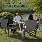 Colegence Oversized Directors Camping Chairs, 2 Pack, 600 lb, Black | Heavy duty outdoor chairs for adults, 28" wide seat, supportive back, side table, cup holder, detachable storage pocket