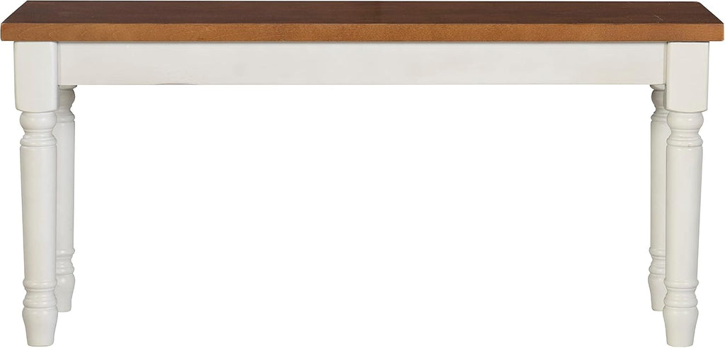 Willow White Backless Dining Bench with Honey Brown Wood Top by Powell