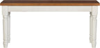 Willow White Backless Dining Bench with Honey Brown Wood Top by Powell