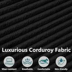 124" U-Shape Cloud Couch, Modern Modular Sectional U-Shape Sofa, Corduroy Couch Upholstered Couches Deep Seat Sleeper Chaise Longue for Living Room, No Assembly Required, Black