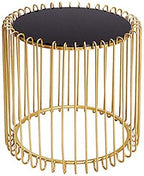 Telephone Table, Round Side Table Living Room Telephone Table Corner Table Balcony Coffee Table Bedroom Nightstand,Tempered Glass + Metal Frame,17.7"×18" (Color:Gold)