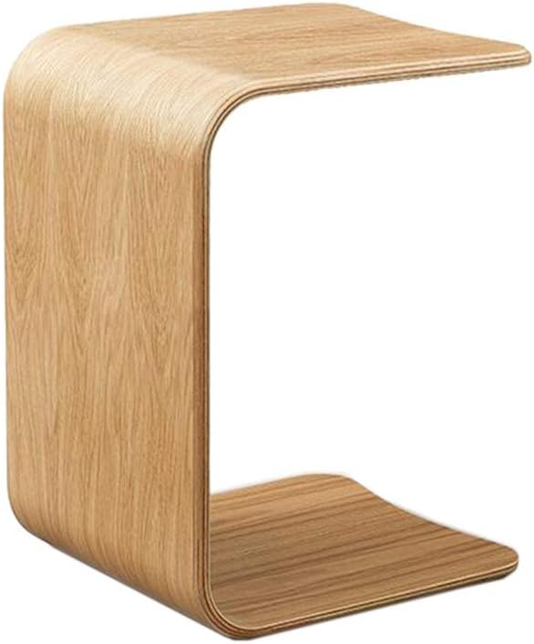 U-Shaped Side Table, Natural Edge End Table, Wood Side Table, Solid Wood End Table for Couch, C Shaped Mini Sofa Side Table for Small Narrow Spaces, Sofa Laptop Side Table, 3 Colors(White Oak)