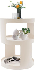 Bed Side Table, Round End Table Metal Small Bedside Table, Modern Nightstand Small Accent Table No Assembly Required Drink Tables for Living Room, Bedroom, Office, Entryway (White)
