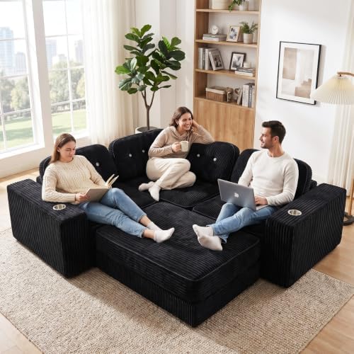 Folding Futon Sleeper Sofa Bed Chair, No Assembly, Black 3 | Dual-layer flannel corduroy| Anti-collapse foam| Pillow and blanket included| Side pockets| Ergonomic for lounging