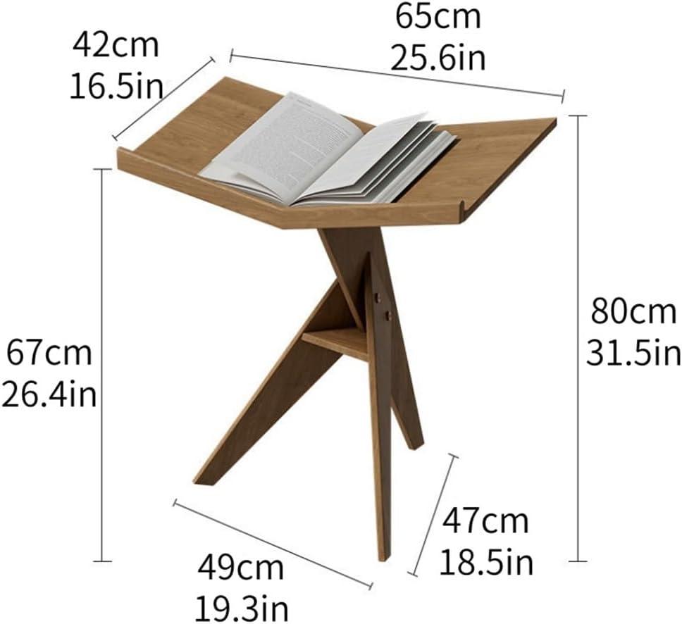 Solid Wood Floor Book Stand for Reading, Irregular Side Table Used for Reading, Vertical Book Holder for Livingroom, Bedroom, Sleek Book Display Stand(Natural)
