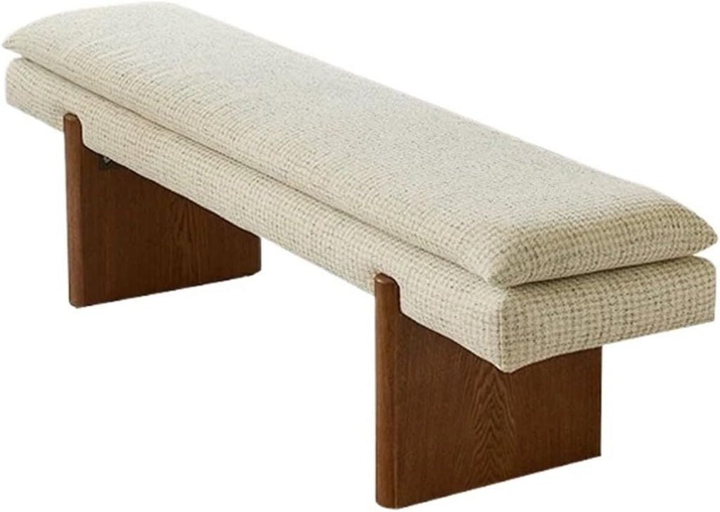 Modern White Bedroom Bench Walk-in Closet Wooden and Fabric Entryway(Large)