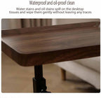 C Shaped End Table Adjustable Height with Wheels, Couch Tables That Slide Under, C Shaped End for Couch Double-Layered Storage for Living Room, Bedroom,Cherry Wood Color