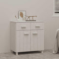 White Solid Pine Wood Sideboard with Matte Finish, 31.1 x 15.7 x 31.5 Inches, Modern Storage Cabinet for Living Room Dining Room, 4 Drawers and Spacious Surface, Durable