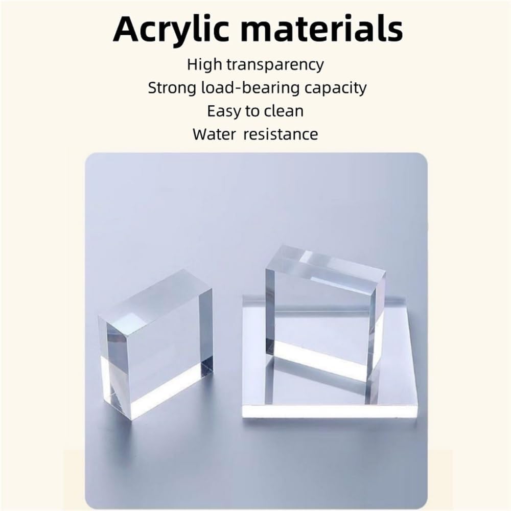 Acrylic Side Table with Integrated Base, Iridescent End Table, C-Shape Nightstand, Rainbow Coffee Table for Living Room, Bedroom