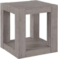 BOWERY HILL Contemporary Rectangular End Table, 22" Width x 24" Height, Reclaimed Solid Pine, Distressed Gray Finish, Bottom Shelf, Rustic Design for Living Room or Bedroom