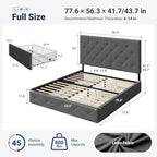 Allewie Full Size Storage Bed Frame with 4 Underbed Drawers, Light Grey