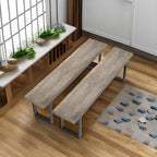 STHOUYN 59” Dining Bench Pair of 2 for 6-8 Person, Farmhouse Indoor Kitchen Table Benches, Bed Bench, Industrial Shoe Bench (Grey 2pcs)