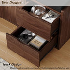 LVB 40” Entryway Bench with Padded Seat Cushion Shoe Bench with 2 Drawers | Wood Hidden Shoe Bench with 2 Drawers Cabinet, Industrial storage Bench for Foyer entrance Living Bedroom, Walnut Oak