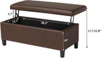 Adeco 42" Storage Leather Bench for Living Room – Black & Red Two-Tone End of Bed Storage Bench, Multi-Functional Top-Lift Coffee Table Ottoman with Storage for Bedroom or Entryway