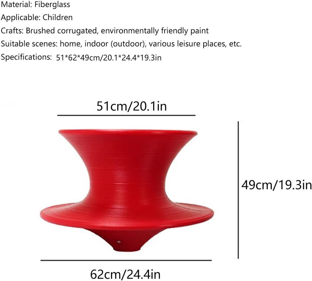 Modern Red Fiberglass Rotating Gyro Spun Chair, 360 Swivel, Indoor/Outdoor, 220 lbs Capacity
