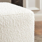 KINWELL 18.5" Wide Modern Square Boucle Ottoman Set of 2 | Cube Ottoman with Solid Wood Legs , Multi-Functional Sofa Footrest, Extra Seating for Living Room, Bedroom, Fully Assembled