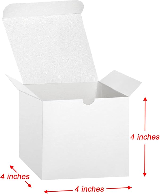 Bonfasvo Gift Boxes 30 Pack 4x4x4 inches White Fold Kraft Paper Boxes Bridesmaids Proposal Box Cupcake Boxes Easy Assemble Boxes with Lids for Wedding Birthday Party Christmas