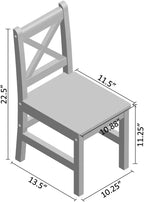 eHemco Solid Hard Wood Kids Table and Chair Set, Coffee, 3 Piece | 2 Chairs Included, Rubberwood