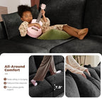ABCASA Oversized Chenille Accent Chair,Washable Cover and Deep Seat,Black | Extra Wide Seat and Washable Cover,with Fluffy Pillows and Soft Cushions,Reading Chairs for Living Room,Bedroom,Pet-Friendly