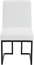 Upholstered Dining Chairs Set of 2, Modern Linen Fabric Kitchen & Dining Room Chairs with Metal Legs, Cuverd Back Comfy Side Chair for Dinner, Living Room, Reception, White
