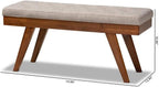 Baxton Studio Alona Mid-Century Modern Light Grey Fabric Upholstered Wood Dining Bench