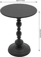 Round Side Table,Carbon Steel End Table,Small Accent Table,for Small Space Living Room Patio,Black