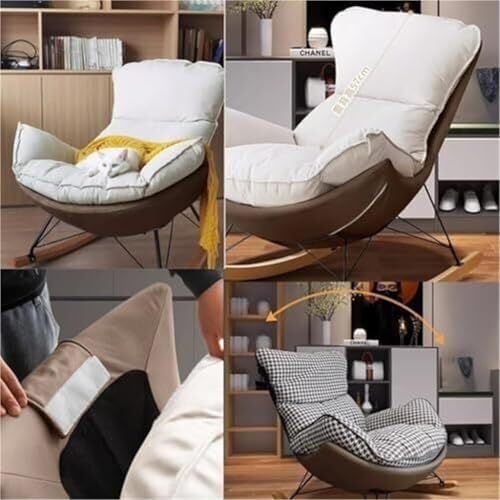 Rocking Recliner Chair with Footrest & Lumbar Support, Tech Cloth Single Sofa for Living Room/Bedroom