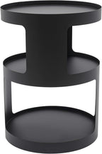 2-Layer Modern Side Table Round End Tables, Black Metal Nightstand Accent Table,Small Bed Side Table for Living Room Bedroom Indoor Outdoor Entryway Decoration
