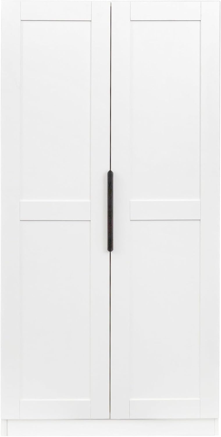 Freestanding Kitchen Pantry Storage Cabinet with Doors and Shelves Buffet Cupboard Sideboard Organizer for Living Room Dining Area Multipurpose Furniture Piece Ample Space Modern Design (White)