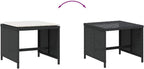4-Piece Garden Stool Set Black with Cream Cushion