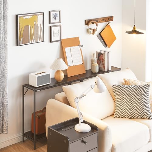 MAHANCRIS 30" Narrow Console Table, 2-Tier Small Entryway Table with Shelf, Thin Sofa Table with Shelves, Behind Couch Table for Living Room, Hallway, Foyer, Corridor, Office, Black CTHB27601