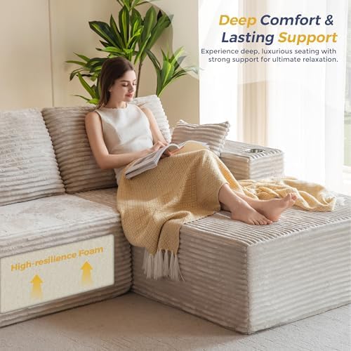MAXYOYO Couch, 104-Inch L-Shape Sectional Sofa, Right-Facing Chaise