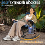 Portal Folding Outdoor Rocking Camping Chair, 350LBS Portable Rocker | 10s Fold, Compact Carry Bag, 24" Padded Back, Cup Holder, Side Pocket, 600D Polyester