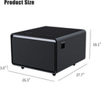 LUMISOL Smart Side Table with Built-in Fridge, Wireless Charging, Temperature Control, Power Socket, USB Ports, Outlet Protection, Induction Light, Black