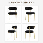 Black Boucle Dining Chair Set of 4, Modern Oval Upholstered Dining Chairs with Curved Back and Metal Leg for Dining Room,Restaurant,Kitchen Island(Gold Leg)