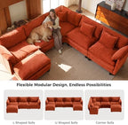 ELUCHANG 114" Oversized Modular Sectional Sofa, Comfy Chenille Cloud Couch, 6-Seater V Shaped Modern Deep Seat Sofa w/Removable Covers for Living Room, Bedroom, DIY Combination - Terracotta