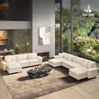 HERA'S HOUSE 3-Seat L Shaped Modular Cloud Couch Sectional Sofa Ottoman