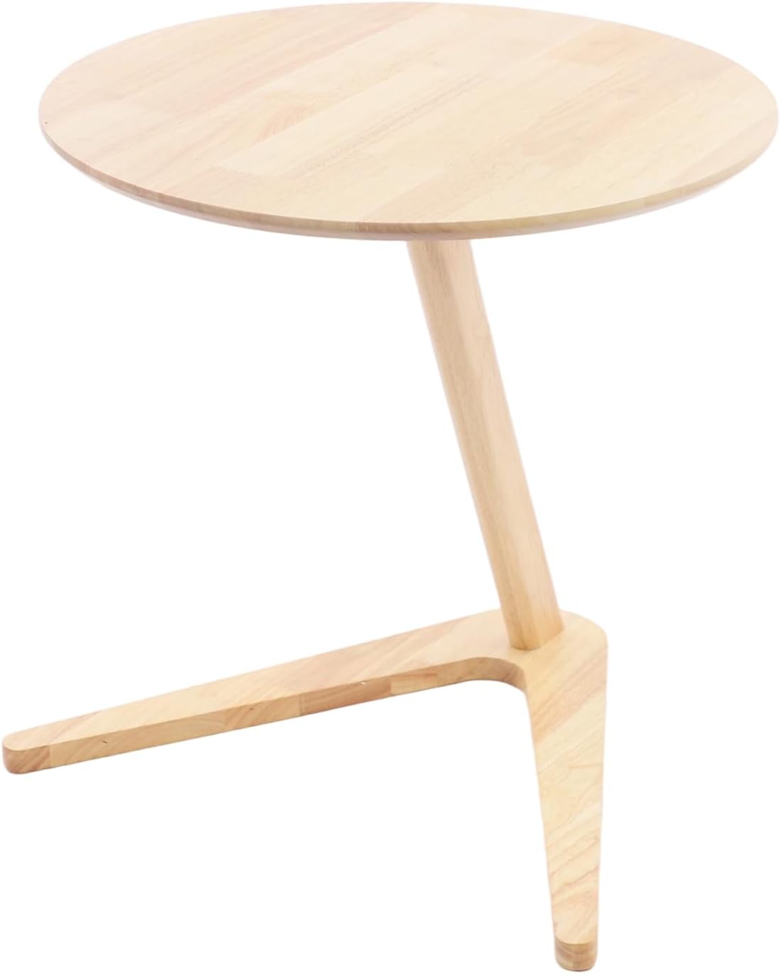 C Shaped End Table, Small Side Table, Wood Coffee Snack TV Tray Table with Metal Frame, Couch Side Table That Slides Under, Modern Sofa Tables with Round Tabletop for Sofa Couch Bed (Burlywood)