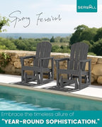 SERWALL Outdoor Glider Chair, HDPE Wood-Like Patio Glider Rocker All-Weather Porch Glider for Outside, Slate Gray