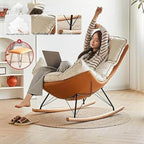 Comfortable Reclining Rocking Chair with Ottoman, Ergonomic High Lazy Sofa for Bedroom, Living Room, Balcony