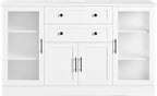 58.3" Modern Buffet Sideboard with 4 Doors & 2 Drawers, Modern Buffet Cabinet with Storage Adjustable Shelves, Power Outlet, Acrylic Panels, Storage for Dining Room, Living Room and Kitchen (White)