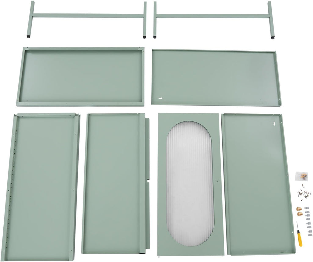 Accent Cabinet with Glass Doors – 3 Tier Storage, Modern Coffee Bar Station Pantry Cupboard Accent Cabinet for Kitchen Living Room Bedroom Bathroom, 31.5"x15.8"x40"(Green)