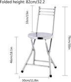 Folding Stool, Stainless Steel Bar Chair, Portable Collapsible Round Breakfast Bar Stool, Durable and Sturdy Portable Fold Up Stool for Outdoor Indoor Kitchen Dining Room