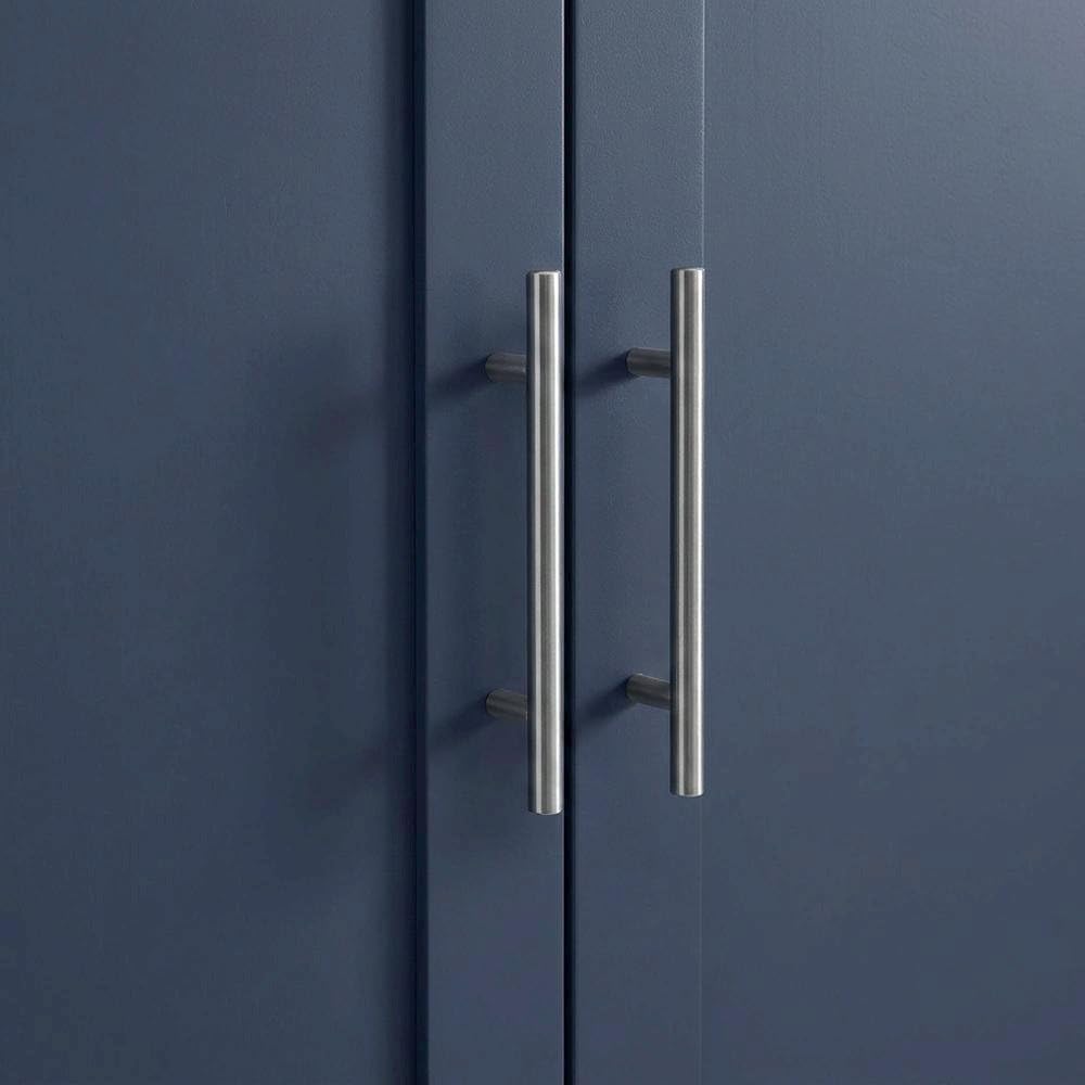 Furnifact Blue Pantry Cabinets Two-Piece Storage Set with Anti-Tip Mechanism and Floor Clearance, Durable Construction, Ideal for Organized Kitchen Storage
