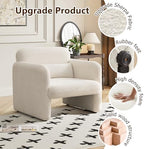 33.86" Accent Chairs, Modern Velvet Fabric Arm Chair Comfy Upholstered Armchair Leisure Single Sofa Chair with a Waist Pillow for Bedroom, Office and Living Room (Beige)