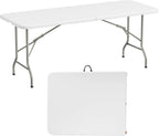 Elevon 6 Feet Heavy Duty Folding Table with Adjustable Height, Fold-in-Half Portable Table for Indoor Outdoor Use - Camping, Picnic, Party, Wedding, Dining, Utility Table