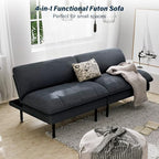 Ribilake 70" Futon Sofa Bed, 4 in 1 Multi-Function Couch Sleeper with Adjustable Backrest, Modern Convertible Futon, Recliner Small Loveseat for Living Room, Office, Grey